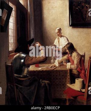 Soldats jouant aux cartes 1658 de Pieter de Hooch Banque D'Images