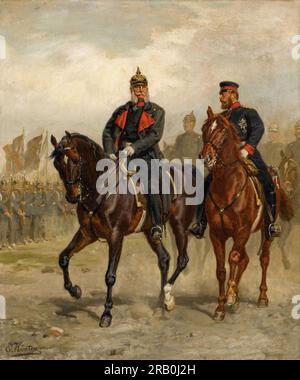 Kaiser Wilhelm I und Kronprinz Friedrich zu Pferde par Emil Hünten Banque D'Images