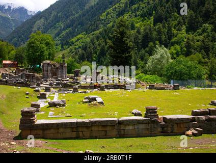 Ruines du temple Naranag sur l'ancien site de pèlerinage hindou, Jammu-et-Cachemire, Kangan, Inde Banque D'Images