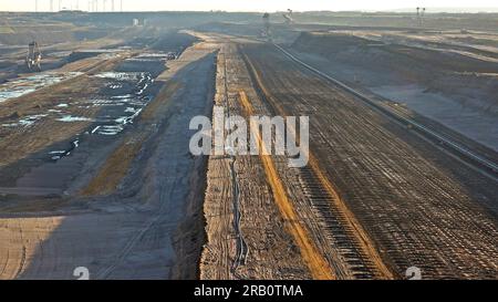 Mine de lignite à ciel ouvert Garzweiler II, Rhénanie du Nord-Westphalie, NRW, Allemagne Banque D'Images