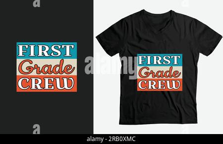 Éducation préscolaire T-shirt typographie design-1st Grade Crew Illustration de Vecteur