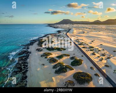 Dunes de sable sur Fuerteventura, îles Canaries, Espagne Banque D'Images