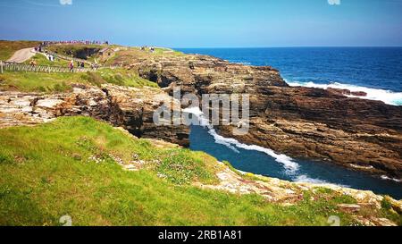 Plages de Ribadeo (route des plages de Rinlo - Ribadeo), Galice-Asturies, Espagne Banque D'Images