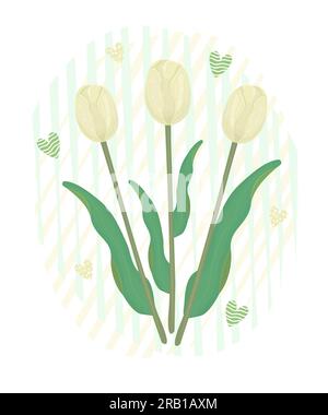 Trois tulipes jaunes avec des coeurs, illustration colorée Illustration de Vecteur