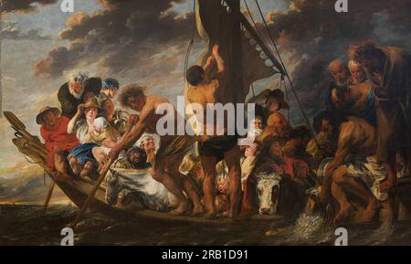 L'argent hommage Peter trouver la pièce d'argent dans la bouche du poisson également appelé le bateau de ferry à Anvers par Jacob Jordaens Banque D'Images