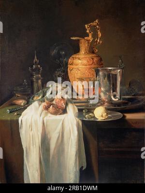 Nature morte avec aiguière, vaisseaux et grenade vers 1645 ; pays-Bas par Willem Kalf Banque D'Images