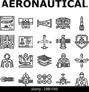 vecteur d'ensemble d'icônes d'avion d'ingénieur aéronautique Illustration de Vecteur