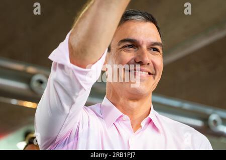 Madrid, Espagne. 06 juillet 2023. Premier ministre espagnol Pedro Sanchez vu lors de l'acte d'ouverture de la célébration du parti PSOE à Madrid afin de commencer la campagne pour les prochaines élections législatives du 23 juillet. Crédit : SOPA Images Limited/Alamy Live News Banque D'Images