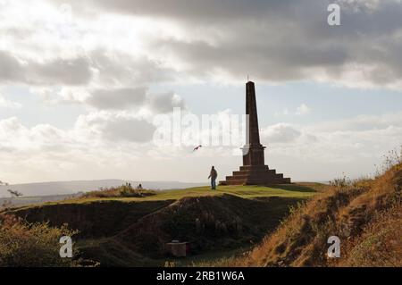 Cerf-volant, monument de Ham Hill, Somerset, Royaume-Uni Banque D'Images