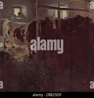 Vaches dans la grange 1901 par Gustav Klimt Banque D'Images