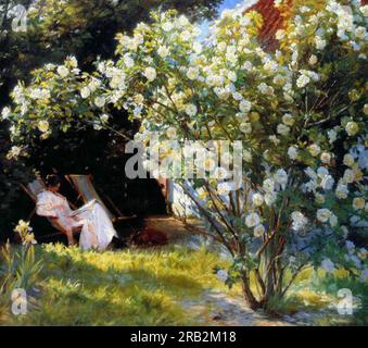 Marie dans le jardin (les Roses) de Peder Severin Kroyer Banque D'Images