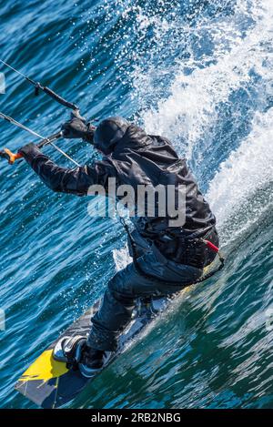 Kiteboarding, Victoria, île de Vancouver, C.-B., Canada Banque D'Images