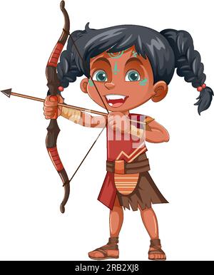 Illustration d'Archer Kid de la tribu amérindienne Illustration de Vecteur