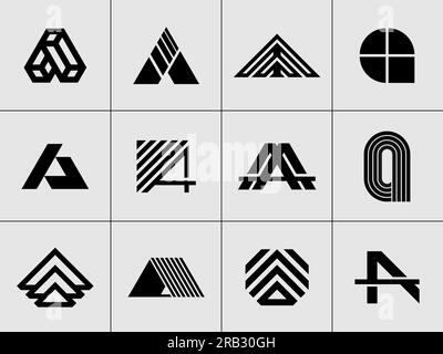 Ensemble de lettre abstraite de ligne Une marque de conception de logo. Apposer ses initiales Sur Un ensemble de logos. Illustration de Vecteur