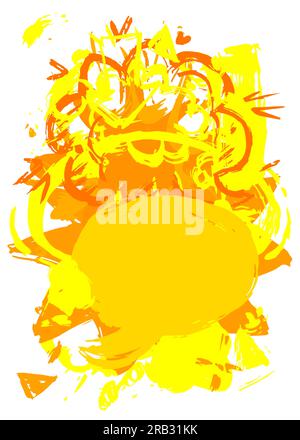 Symbole de message de bulle de parole jaune abstrait, graffiti isolé sur fond blanc, peint au pinceau. Toile de fond de discussion de style peinture urbaine, dans Illustration de Vecteur