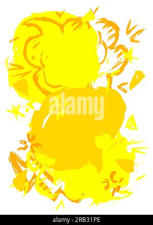 Symbole de message de bulle de parole jaune abstrait, graffiti isolé sur fond blanc, peint au pinceau. Toile de fond de discussion de style peinture urbaine, dans Illustration de Vecteur