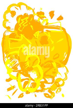 Symbole de message de bulle de parole jaune abstrait, graffiti isolé sur fond blanc, peint au pinceau. Toile de fond de discussion de style peinture urbaine, dans Illustration de Vecteur