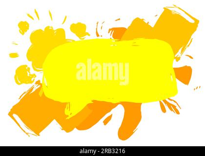 Symbole de message de bulle de parole jaune abstrait, graffiti isolé sur fond blanc, peint au pinceau. Toile de fond de discussion de style peinture urbaine, dans Illustration de Vecteur