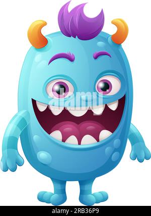 Monstre Alien Cute Cartoon drôle personnage Mascot Illustration de Vecteur