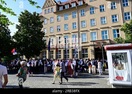 Eröffnung des XIV Internationalen Folklorefestivals „Łužica – Łužyca – Lausitz”, Bautzen/Budyšin, 06.07.2023 Banque D'Images