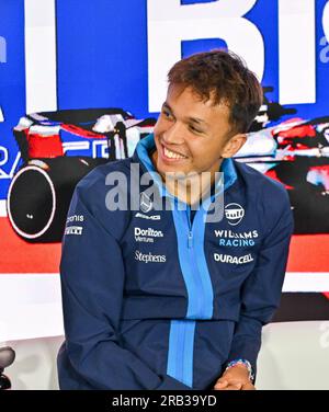 Towcester, Royaume-Uni. 06 juillet 2023. Silverstone, Towcester, Northamptonshire, Royaume-Uni le 06 2023 juillet. Alexander Albon lors de la conférence de presse des pilotes lors du Grand Prix de Grande-Bretagne de Formule 1 Aramco à Silverstone, Towcester, Northamptonshire, Royaume-Uni le 06 2023 juillet. Crédit : Francis Knight/Alamy Live News Banque D'Images