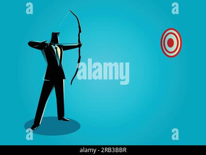 Illustration conceptuelle d'un homme d'affaires comme un archer. L'entreprise sur la cible Illustration de Vecteur