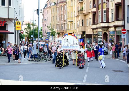 Eröffnung des XIV Internationalen Folklorefestivals „Łužica – Łužyca – Lausitz”, Bautzen/Budyšin, 06.07.2023 Banque D'Images