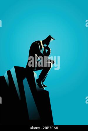 Illustration d'un homme d'affaires qui pense à la pierre pour trouver une solution Illustration de Vecteur