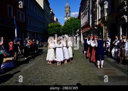 Eröffnung des XIV Internationalen Folklorefestivals „Łužica – Łužyca – Lausitz”, Bautzen/Budyšin, 06.07.2023 Banque D'Images