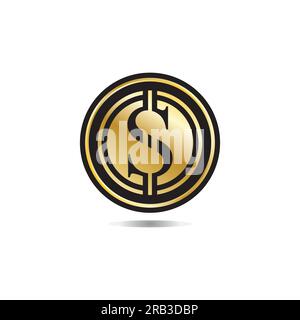 Pièce d'or avec illustration du signe dollar. icône de pièce de monnaie de dollar de vecteur isolée sur fond blanc Illustration de Vecteur