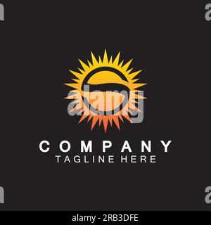 Icône lettre S avec rayons du soleil pour modèle de conception vectorielle logo Sun Illustration de Vecteur
