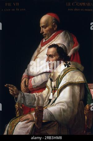 Jacques-Louis David, français, 1748-1825 -- Portrait du pape Pie VII et du cardinal Caprara c. 1805. Banque D'Images