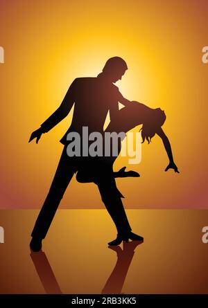 Silhouette illustration d'un couple dansant Illustration de Vecteur