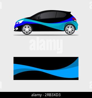 vecteur de conception de vague bleue de décalque de voiture d'emballage Illustration de Vecteur