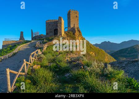 Château arabo-normand, Cefalà Diana, Palerme, Sicile, Italie Banque D'Images