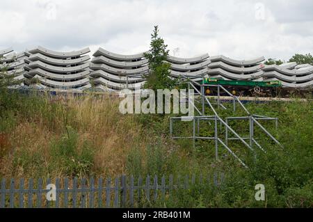 Ruislip, Royaume-Uni. 6 juillet 2023. Segments de tunnel en béton utilisés pour recouvrir les tunnels que HS2 fore sous terre pour la liaison ferroviaire à grande vitesse entre Londres et Birmingham. Crédit : Maureen McLean/Alamy Live News Banque D'Images