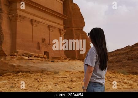 La vieille ville d'Al Ula , Arabie Saoudite - juin 7 2023- les tombes des Nabatéens ou des Nabatéens la civilisation à Madain Saleh à Al Ula - Qasr al-Farid Banque D'Images