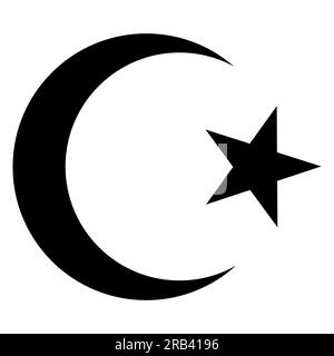 Symbole de l'Islam. Icône vectorielle étoile et croissant isolée sur fond blanc Illustration de Vecteur