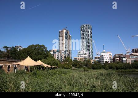 Woodberry Wetlands, Londres, Royaume-Uni. 7 juillet 2023. UK Météo : chaud et ensoleillé à Woodberry Wetlands dans le nord de Londres. Crédit : Matthew Chattle/Alamy Live News Banque D'Images