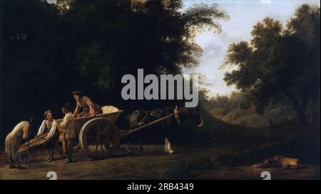 George Stubbs, Anglais, 1724-1806 -- ouvriers chargeant un chariot de brique 1767. Banque D'Images