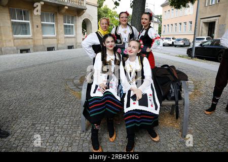 Eröffnung des XIV Internationalen Folklorefestivals „Łužica – Łužyca – Lausitz”, Bautzen/Budyšin, 06.07.2023 Banque D'Images