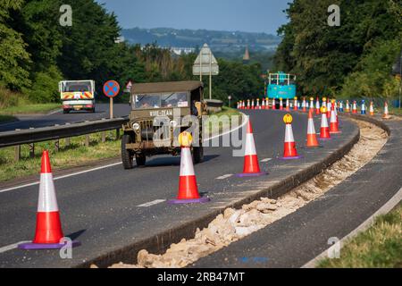 Cônes de travaux routiers sur l'autoroute en angleterre royaume-uni Banque D'Images