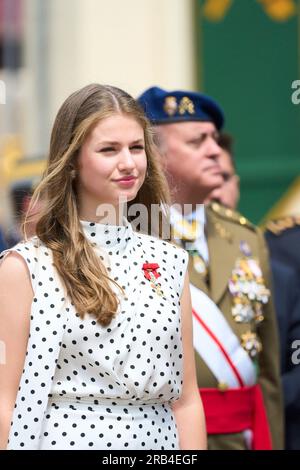 Saragosse. Espagne. 20230707, la Princesse héritière Leonor assiste à la présentation des dépêches royales de l'emploi à l'Académie militaire générale à l'Académie militaire générale le 7 juillet 2023 à Saragosse, Espagne crédit : MPG/Alamy Live News Banque D'Images