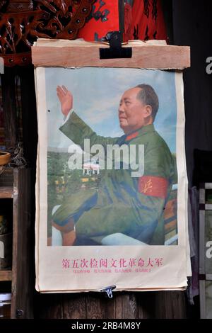 Chine. Province du Fujian. Affiche Mao Tse Tung Banque D'Images