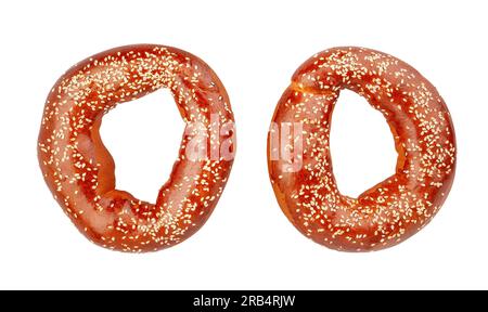 chemin de bagel isolé sur blanc Banque D'Images