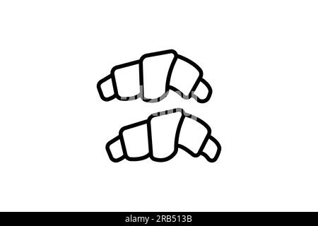 Icône de croissant de boulangerie. icône liée à la boulangerie, restaurant, nourriture. Style icône en forme de ligne. Conception vectorielle simple modifiable Illustration de Vecteur