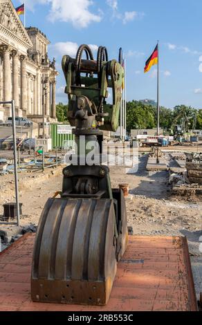 Travaux de construction devant le Reichstag de Berlin, Berlin, Allemagne Banque D'Images
