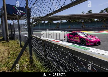 85 BOVY Sarah (bel), GATTING Michelle (dnk), FREY Rahel (SWI), Iron Dames, Porsche 911 RSR - 19, action pendant les 6 heures de Monza 2023, 3e manche du Championnat du monde d'Endurance FIA 2023, du 7 au 9 juillet 2023 sur l'Autodrome Nazionale di Monza, à Monza, Italie crédit: Agence photo indépendante Srl/Alamy Live News Banque D'Images