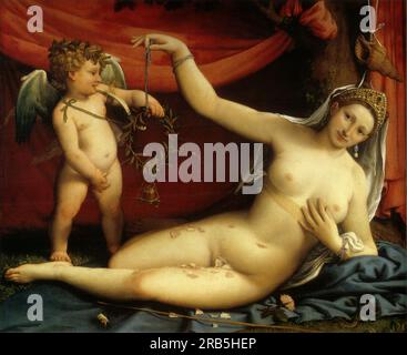 Vénus et Cupidon c.1525 ; Italie de Lorenzo Lotto Banque D'Images