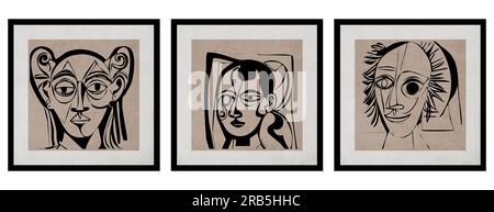 Art abstrait, Art contemporain esthétique, décor boho, Art minimaliste, Illustration, Affiche, carte postale. Banque D'Images